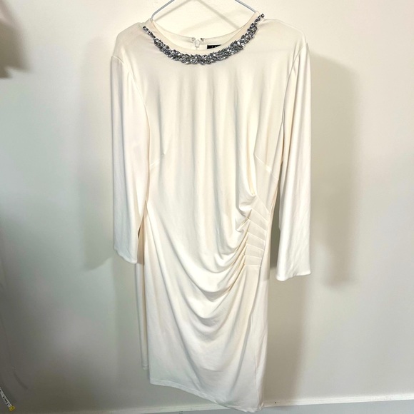 Lauren Ralph Lauren Winter White Rhinestones necklace Dress US 12 - Picture 2 of 6